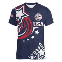 USA Rugby 2024 Custom Women V-Neck T-Shirt GO Eagles Assemble - Blue Version - Wonder Print Shop