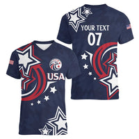 USA Rugby 2024 Custom Women V-Neck T-Shirt GO Eagles Assemble - Blue Version - Wonder Print Shop