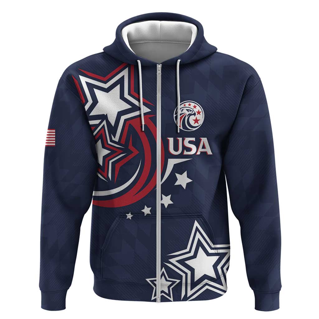USA Rugby 2024 Custom Zip Hoodie GO Eagles Assemble - Blue Version - Wonder Print Shop