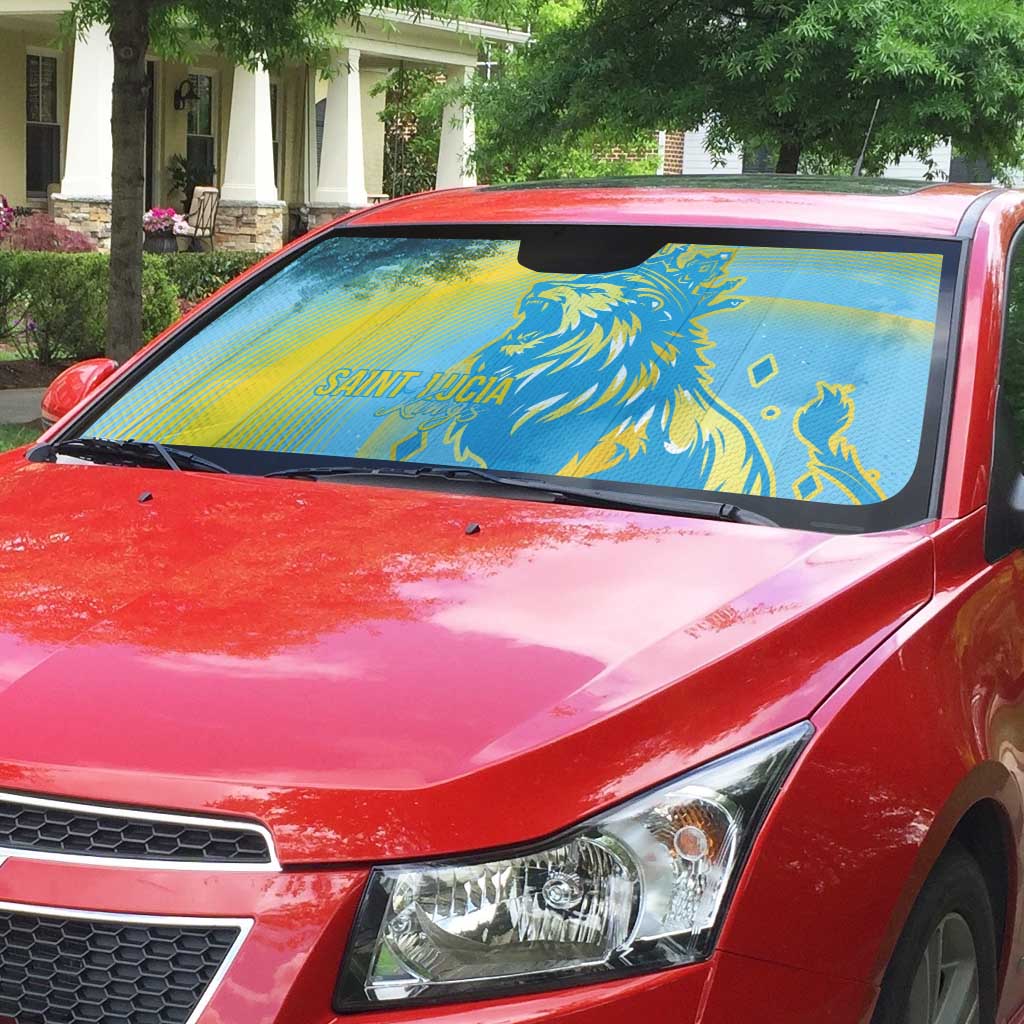 Saint Lucia Cricket Personalized Auto Sun Shade The Roaring King - Wonder Print Shop