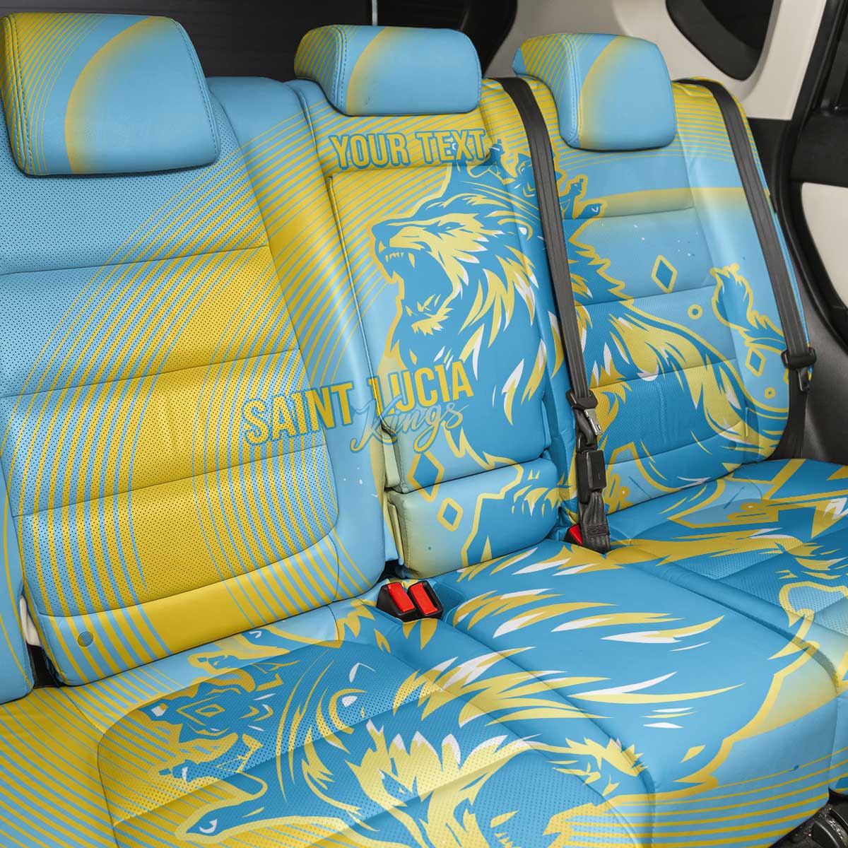 Saint Lucia Cricket Personalized Back Car Seat Cover The Roaring King - Wonder Print Shop