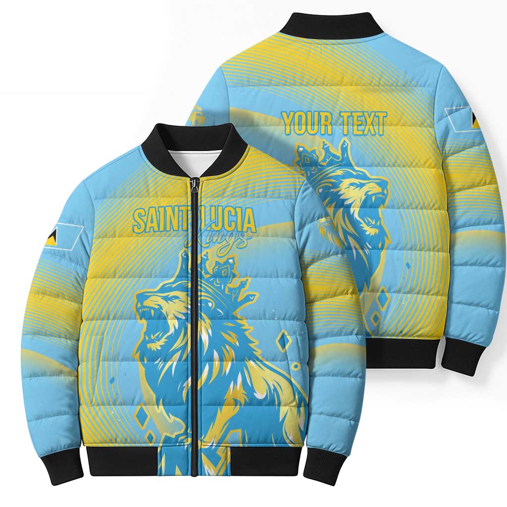 Saint Lucia Cricket Personalized Bomber Puffer Jacket The Roaring King - Wonder Print Shop