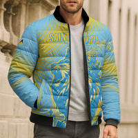 Saint Lucia Cricket Personalized Bomber Puffer Jacket The Roaring King - Wonder Print Shop