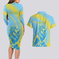 Saint Lucia Cricket Personalized Couples Matching Long Sleeve Bodycon Dress and Hawaiian Shirt The Roaring King - Wonder Print Shop