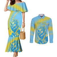 Saint Lucia Cricket Personalized Couples Matching Mermaid Dress and Long Sleeve Button Shirt The Roaring King - Wonder Print Shop