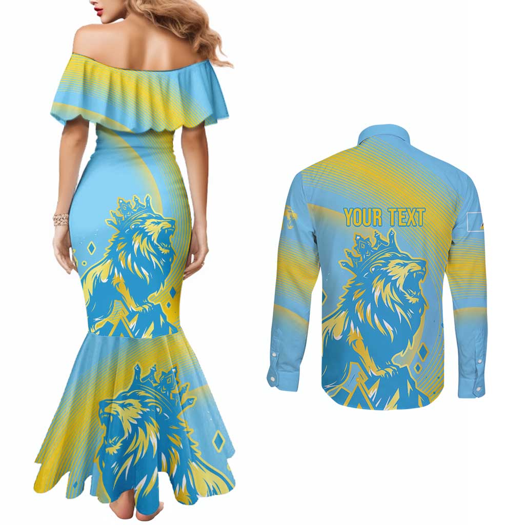 Saint Lucia Cricket Personalized Couples Matching Mermaid Dress and Long Sleeve Button Shirt The Roaring King - Wonder Print Shop
