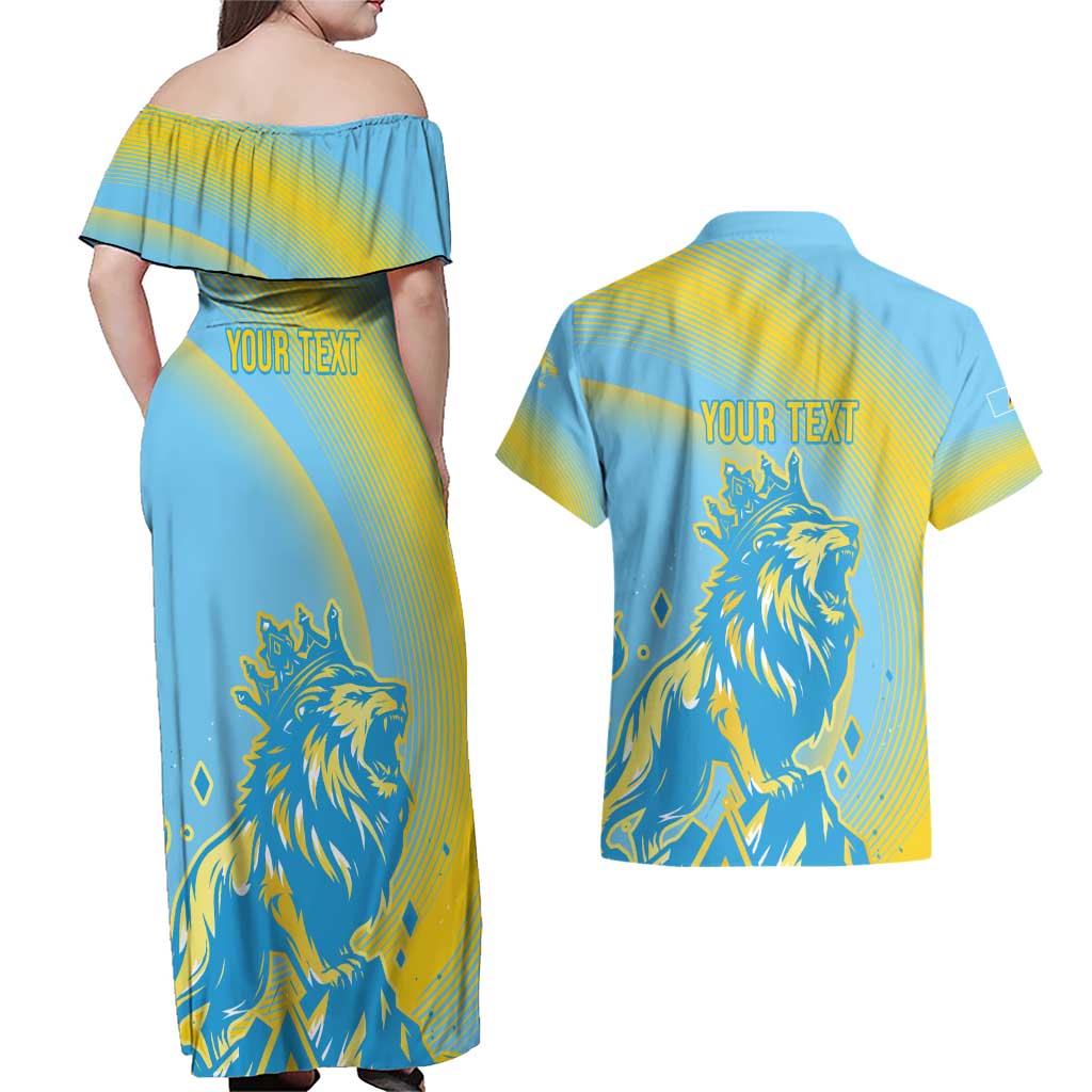 Saint Lucia Cricket Personalized Couples Matching Off Shoulder Maxi Dress and Hawaiian Shirt The Roaring King - Wonder Print Shop