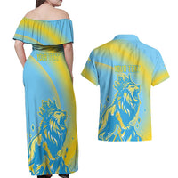 Saint Lucia Cricket Personalized Couples Matching Off Shoulder Maxi Dress and Hawaiian Shirt The Roaring King - Wonder Print Shop
