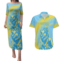 Saint Lucia Cricket Personalized Couples Matching Puletasi and Hawaiian Shirt The Roaring King - Wonder Print Shop