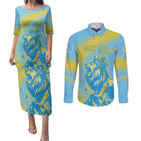 Saint Lucia Cricket Personalized Couples Matching Puletasi and Long Sleeve Button Shirt The Roaring King - Wonder Print Shop