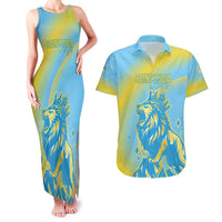 Saint Lucia Cricket Personalized Couples Matching Tank Maxi Dress and Hawaiian Shirt The Roaring King - Wonder Print Shop