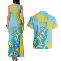Saint Lucia Cricket Personalized Couples Matching Tank Maxi Dress and Hawaiian Shirt The Roaring King - Wonder Print Shop