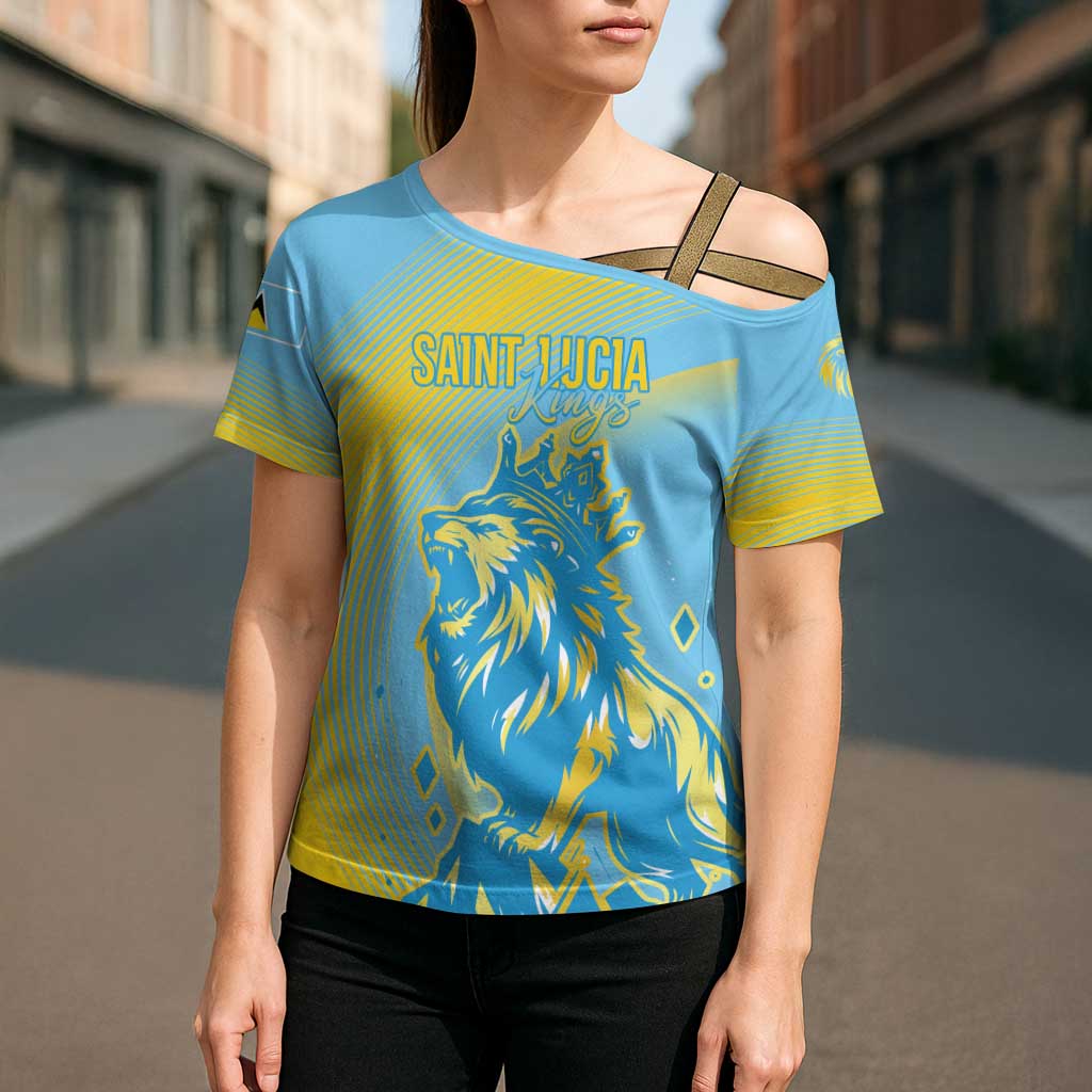Saint Lucia Cricket Personalized Cross Shoulder Shirt The Roaring King - Wonder Print Shop