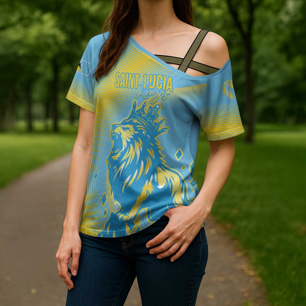 Saint Lucia Cricket Personalized Cross Shoulder Shirt The Roaring King - Wonder Print Shop