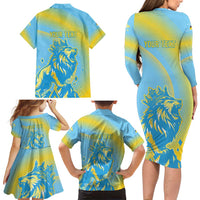 Saint Lucia Cricket Personalized Family Matching Long Sleeve Bodycon Dress and Hawaiian Shirt The Roaring King - Wonder Print Shop