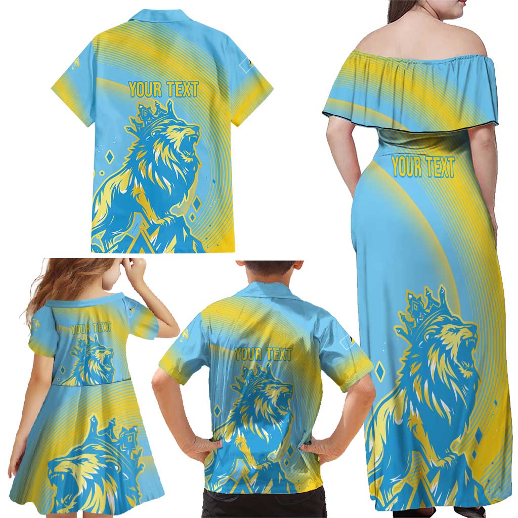 Saint Lucia Cricket Personalized Family Matching Off Shoulder Maxi Dress and Hawaiian Shirt The Roaring King - Wonder Print Shop