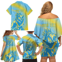 Saint Lucia Cricket Personalized Family Matching Off Shoulder Short Dress and Hawaiian Shirt The Roaring King - Wonder Print Shop
