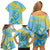 Saint Lucia Cricket Personalized Family Matching Off Shoulder Short Dress and Hawaiian Shirt The Roaring King - Wonder Print Shop