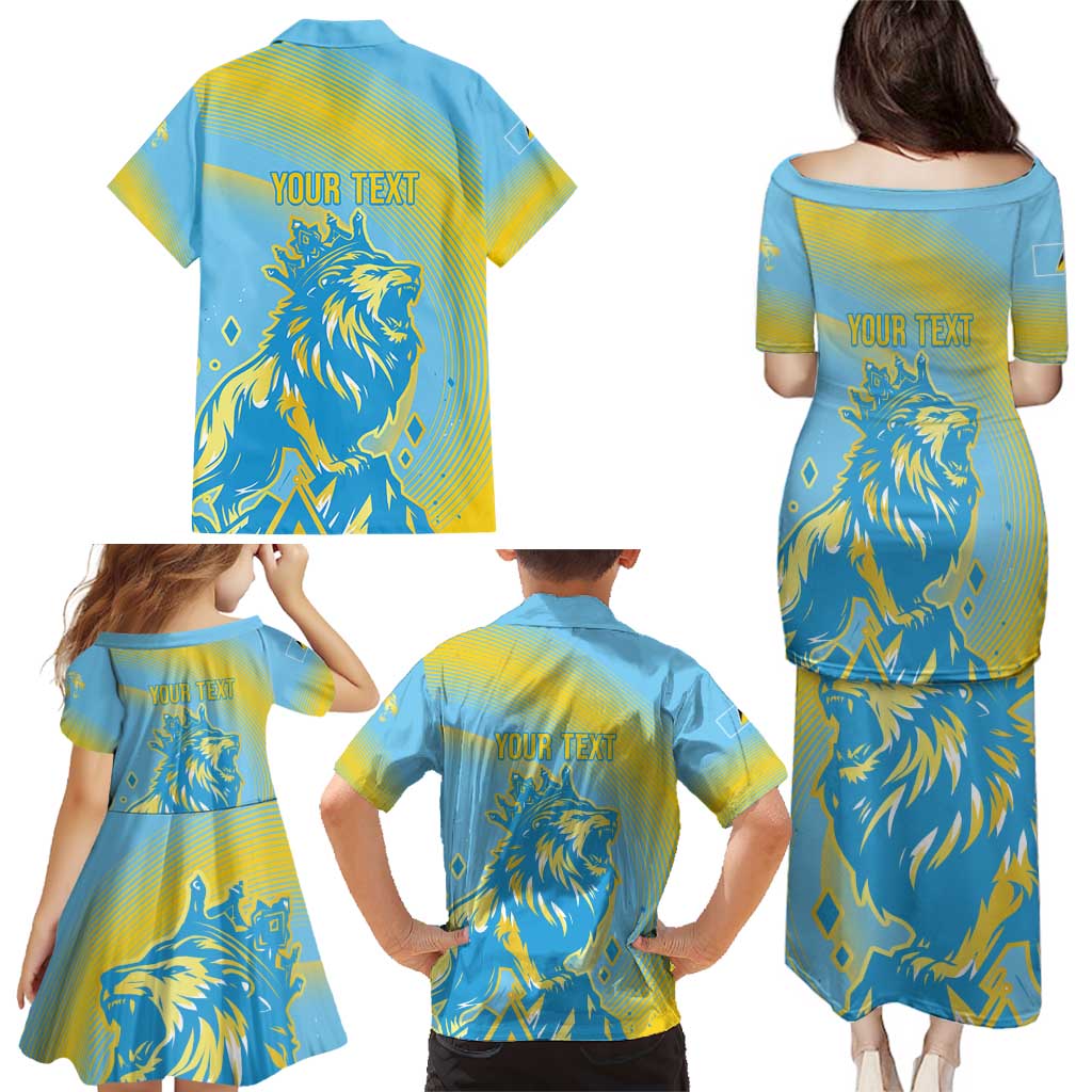 Saint Lucia Cricket Personalized Family Matching Puletasi and Hawaiian Shirt The Roaring King - Wonder Print Shop