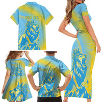 Saint Lucia Cricket Personalized Family Matching Short Sleeve Bodycon Dress and Hawaiian Shirt The Roaring King - Wonder Print Shop