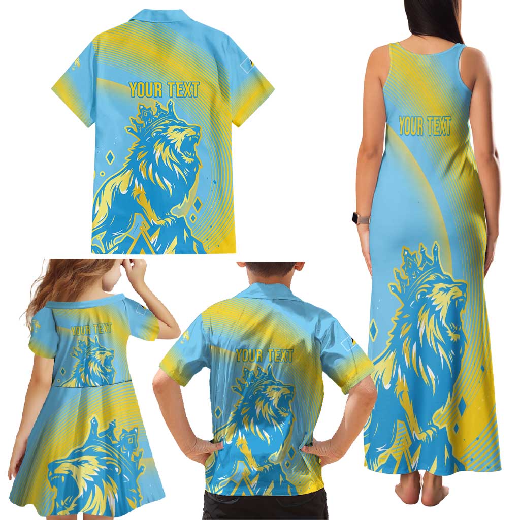 Saint Lucia Cricket Personalized Family Matching Tank Maxi Dress and Hawaiian Shirt The Roaring King - Wonder Print Shop