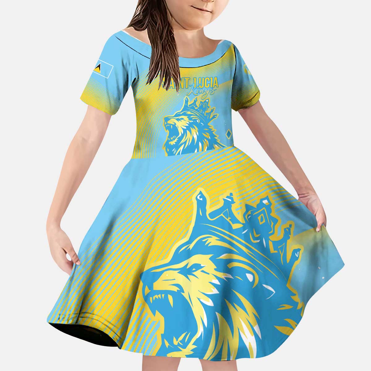 Saint Lucia Cricket Personalized Kid Short Sleeve Dress The Roaring King - Wonder Print Shop