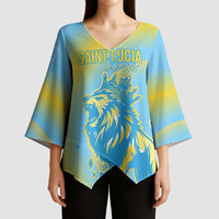 Saint Lucia Cricket Personalized Kimono Sleeve Blouse The Roaring King - Wonder Print Shop