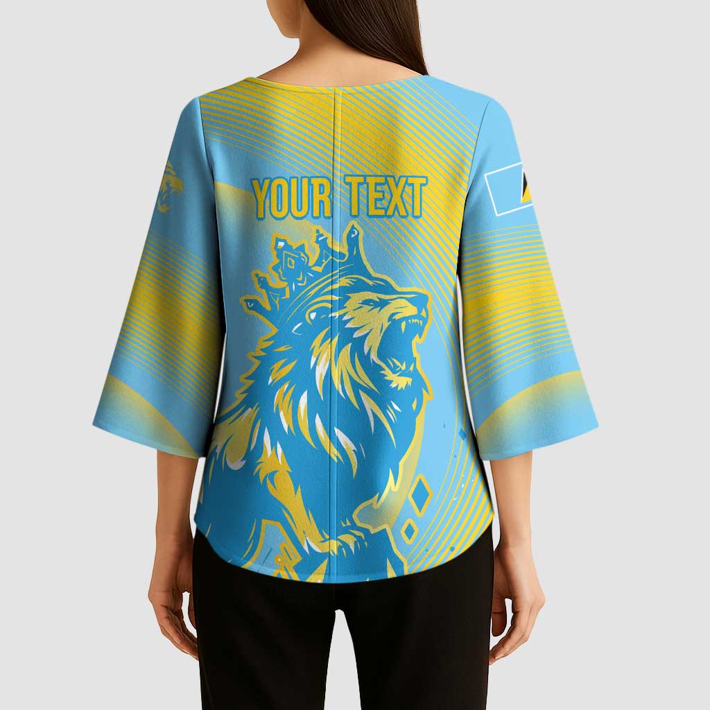 Saint Lucia Cricket Personalized Kimono Sleeve Blouse The Roaring King - Wonder Print Shop
