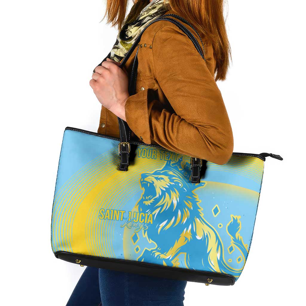 Saint Lucia Cricket Personalized Leather Tote Bag The Roaring King - Wonder Print Shop