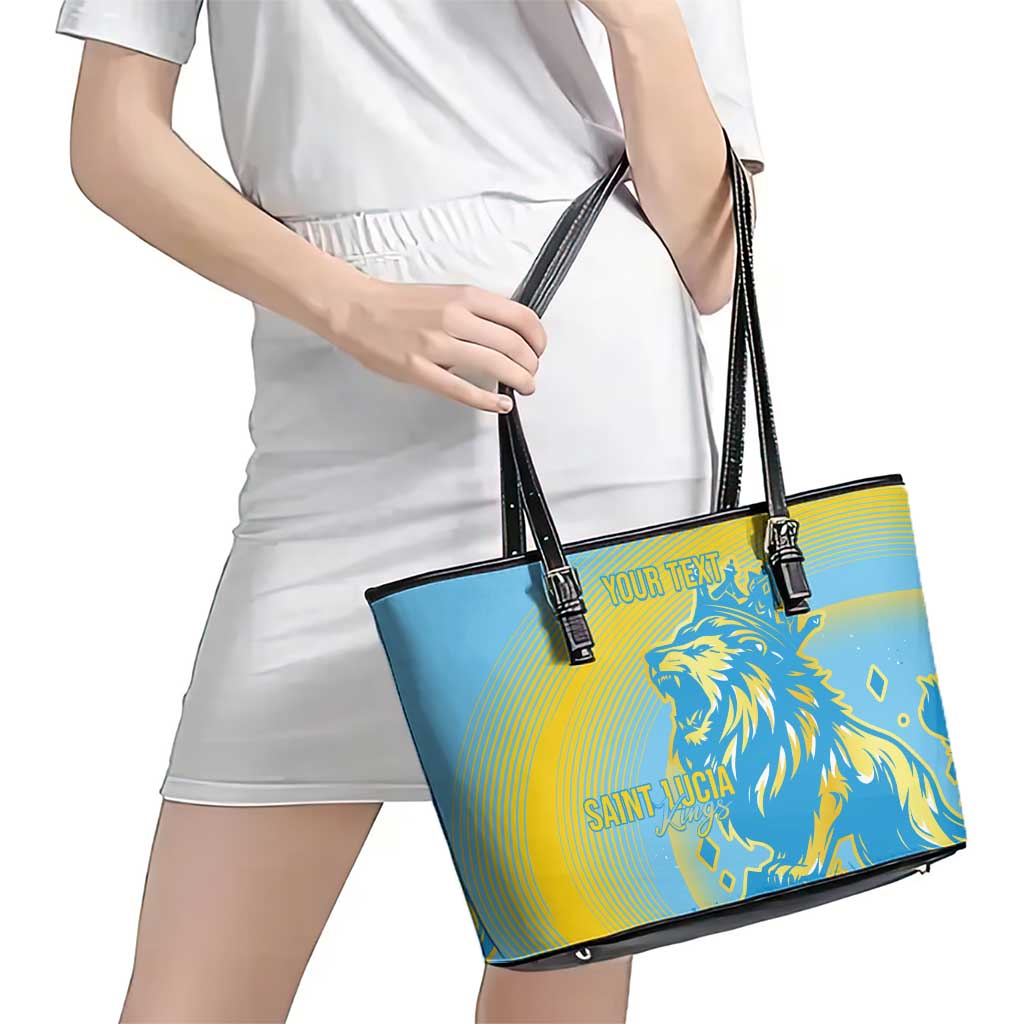 Saint Lucia Cricket Personalized Leather Tote Bag The Roaring King - Wonder Print Shop