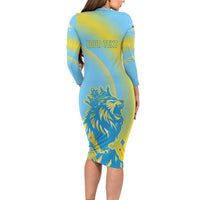 Saint Lucia Cricket Personalized Long Sleeve Bodycon Dress The Roaring King - Wonder Print Shop