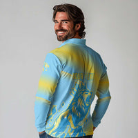 Saint Lucia Cricket Personalized Long Sleeve Polo Shirt The Roaring King - Wonder Print Shop