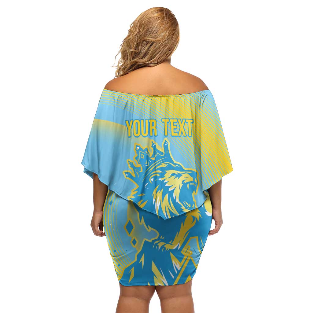 Saint Lucia Cricket Personalized Off Shoulder Short Dress The Roaring King - Wonder Print Shop