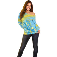 Saint Lucia Cricket Personalized Off Shoulder Sweater The Roaring King - Wonder Print Shop