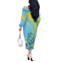 Saint Lucia Cricket Personalized Off The Shoulder Long Sleeve Dress The Roaring King - Wonder Print Shop