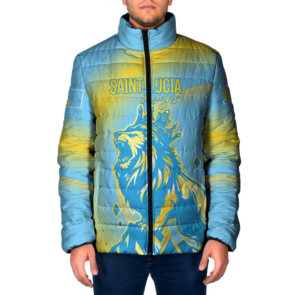 Saint Lucia Cricket Personalized Padded Jacket The Roaring King - Wonder Print Shop