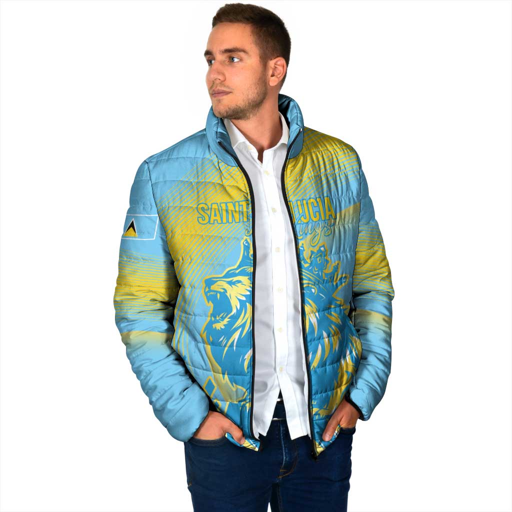Saint Lucia Cricket Personalized Padded Jacket The Roaring King - Wonder Print Shop