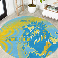 Saint Lucia Cricket Personalized Round Carpet The Roaring King - Wonder Print Shop