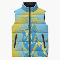 Saint Lucia Cricket Personalized Sleeveless Puffer Jacket The Roaring King - Wonder Print Shop