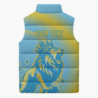 Saint Lucia Cricket Personalized Sleeveless Puffer Jacket The Roaring King - Wonder Print Shop