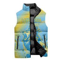 Saint Lucia Cricket Personalized Sleeveless Puffer Jacket The Roaring King - Wonder Print Shop