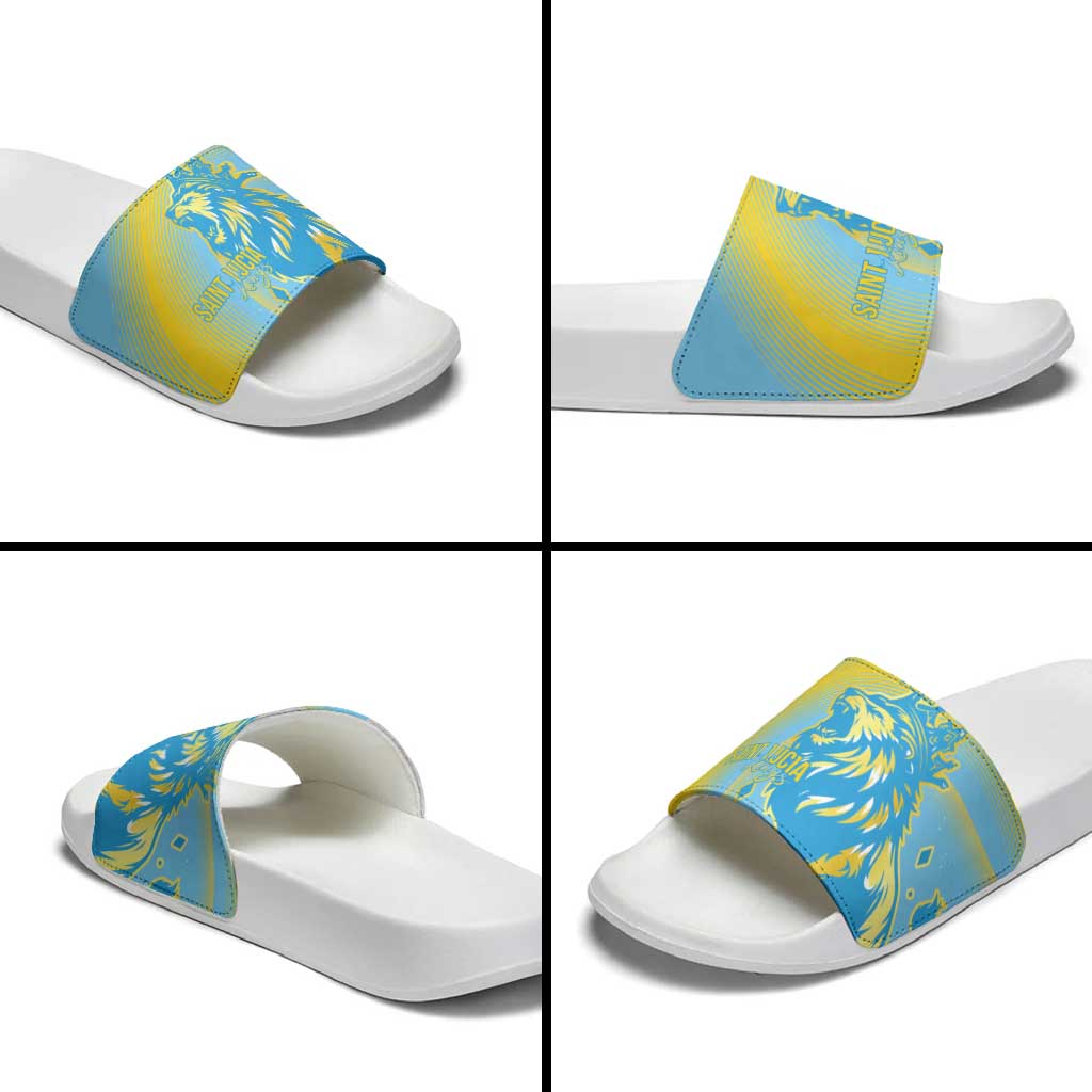 Saint Lucia Cricket Personalized Slide Sandals The Roaring King - Wonder Print Shop