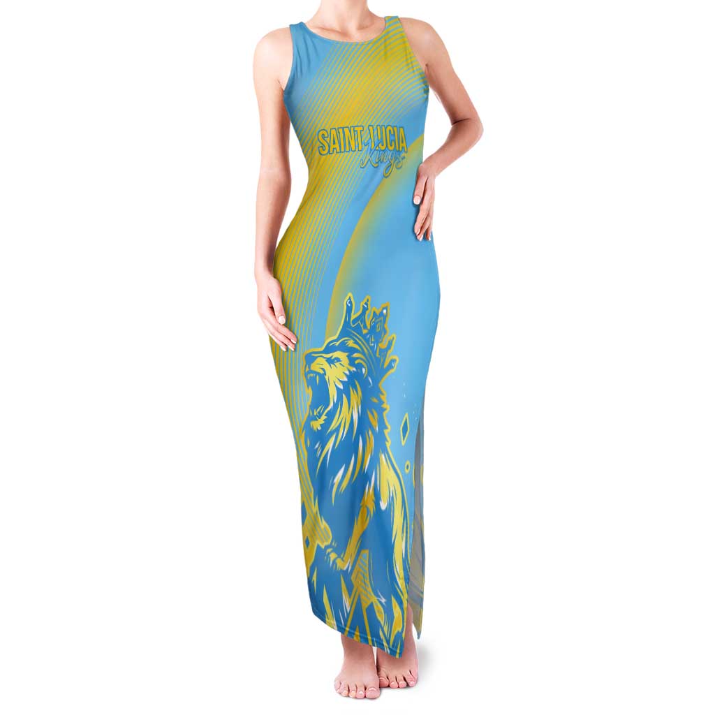 Saint Lucia Cricket Personalized Tank Maxi Dress The Roaring King - Wonder Print Shop