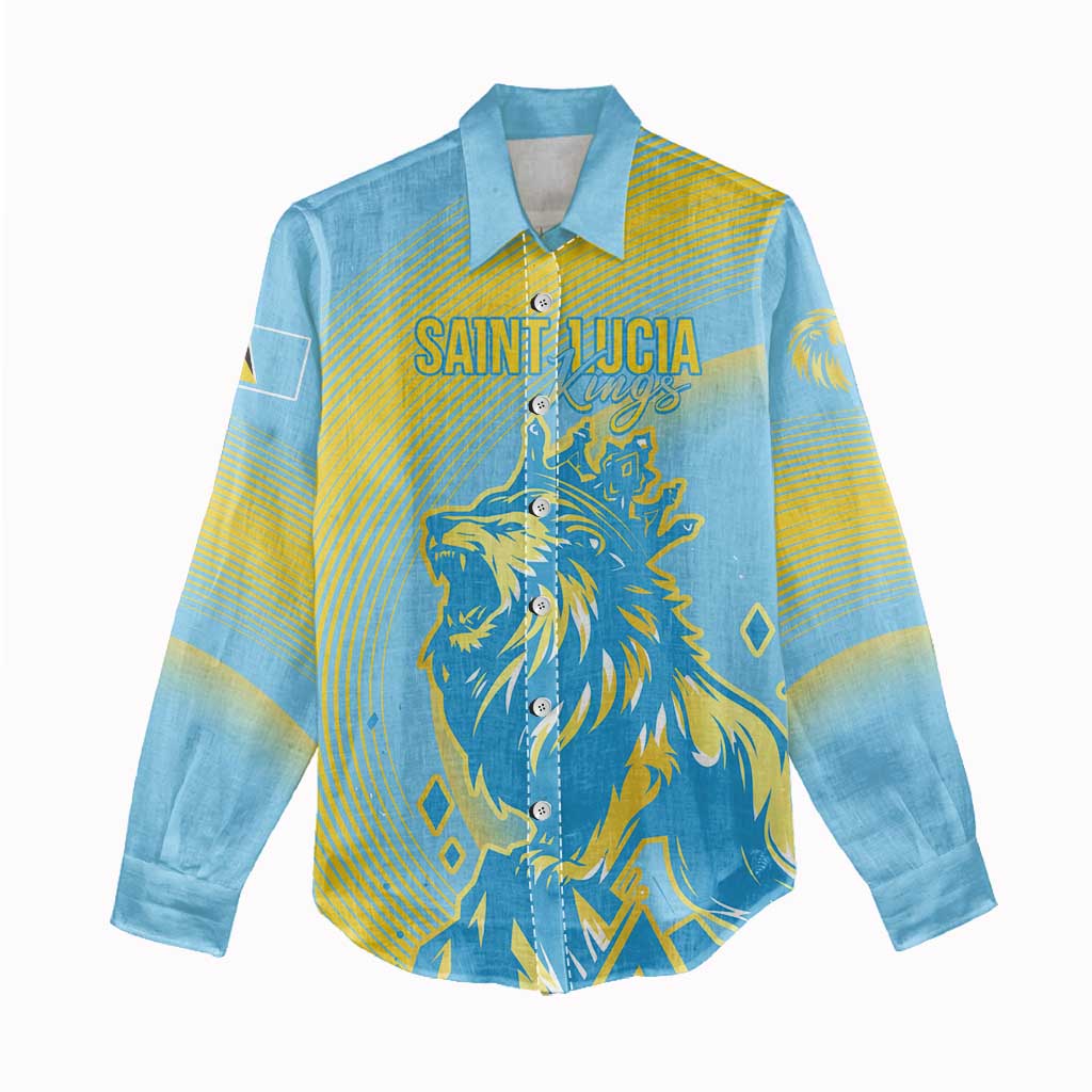 Saint Lucia Cricket Personalized Women Casual Shirt The Roaring King - Wonder Print Shop