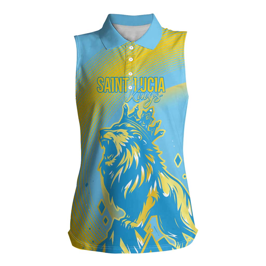 Saint Lucia Cricket Personalized Women Sleeveless Polo Shirt The Roaring King - Wonder Print Shop