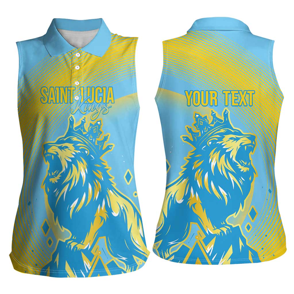Saint Lucia Cricket Personalized Women Sleeveless Polo Shirt The Roaring King - Wonder Print Shop