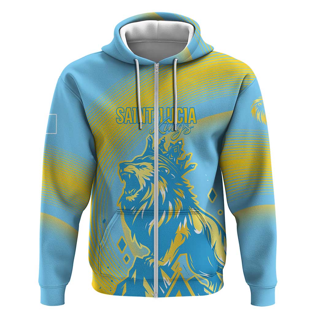 Saint Lucia Cricket Personalized Zip Hoodie The Roaring King - Wonder Print Shop