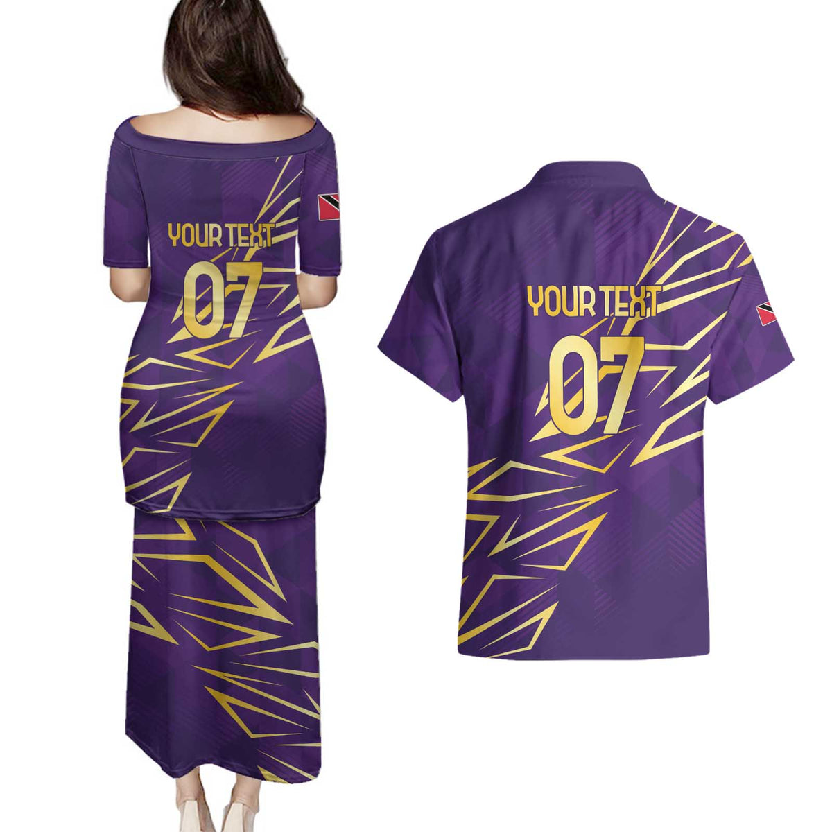 Trinbago Cricket Custom Couples Matching Puletasi and Hawaiian Shirt TKR Quadruple Champion - Wonder Print Shop