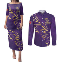 Trinbago Cricket Custom Couples Matching Puletasi and Long Sleeve Button Shirt TKR Quadruple Champion - Wonder Print Shop