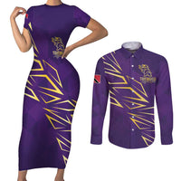 Trinbago Cricket Custom Couples Matching Short Sleeve Bodycon Dress and Long Sleeve Button Shirt TKR Quadruple Champion - Wonder Print Shop